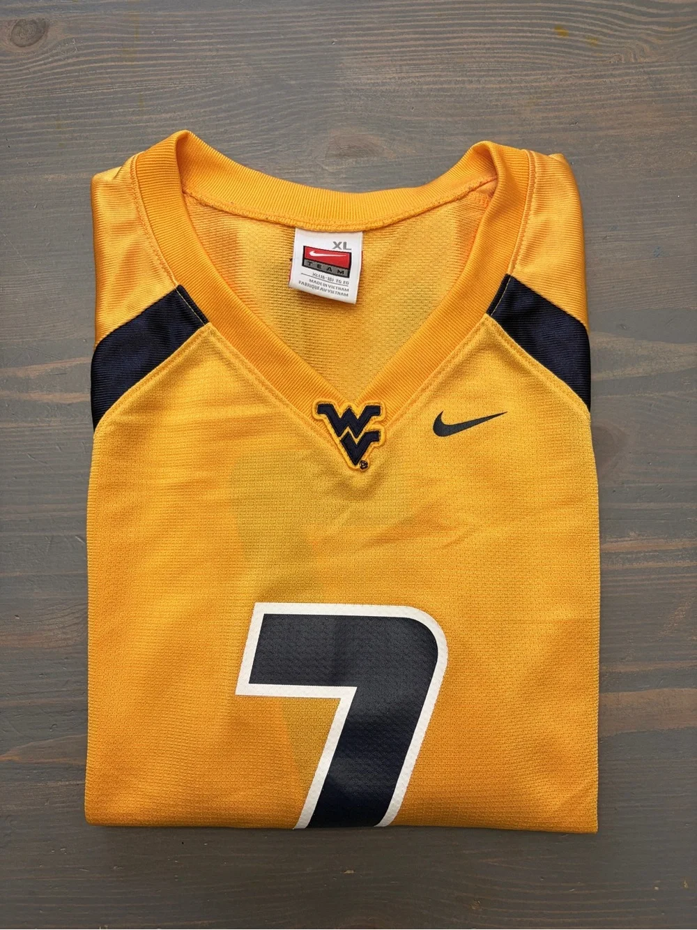 Nike Gold and Navy Football Jersey with #7 Youth XL